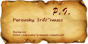 Parovsky Iréneusz névjegykártya